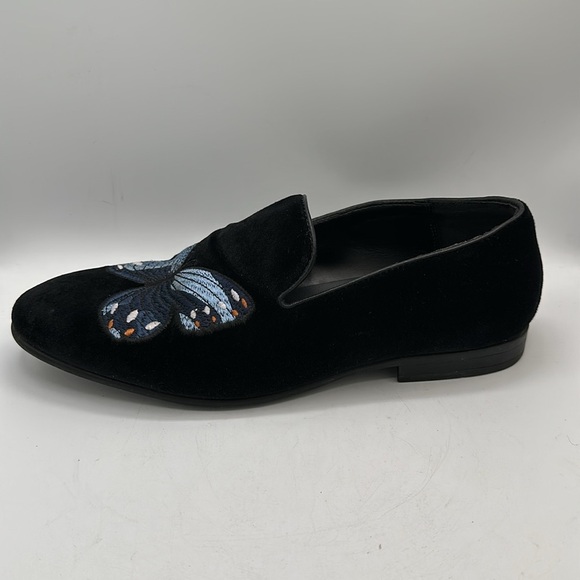 Aldo men’s Chaoswen embroidered butterfly black velvety slip-on shoes, size 7.5 main image 6